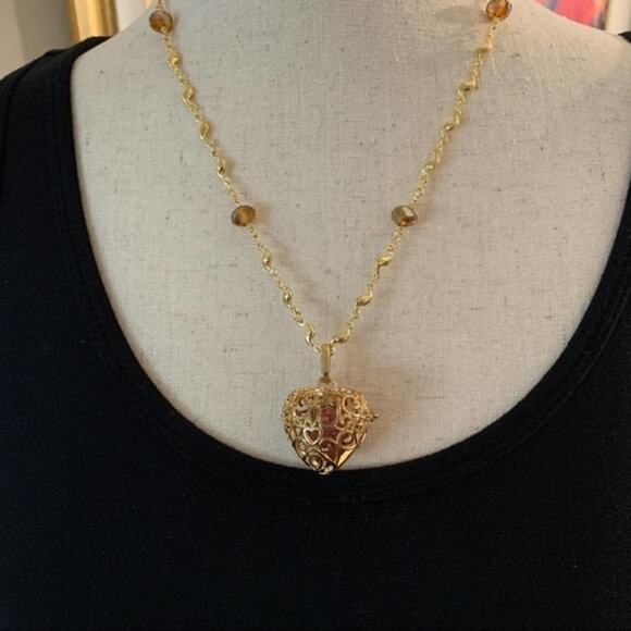 Essential oil diffuser heart necklace gold‎ locket - Picture 5 of 6